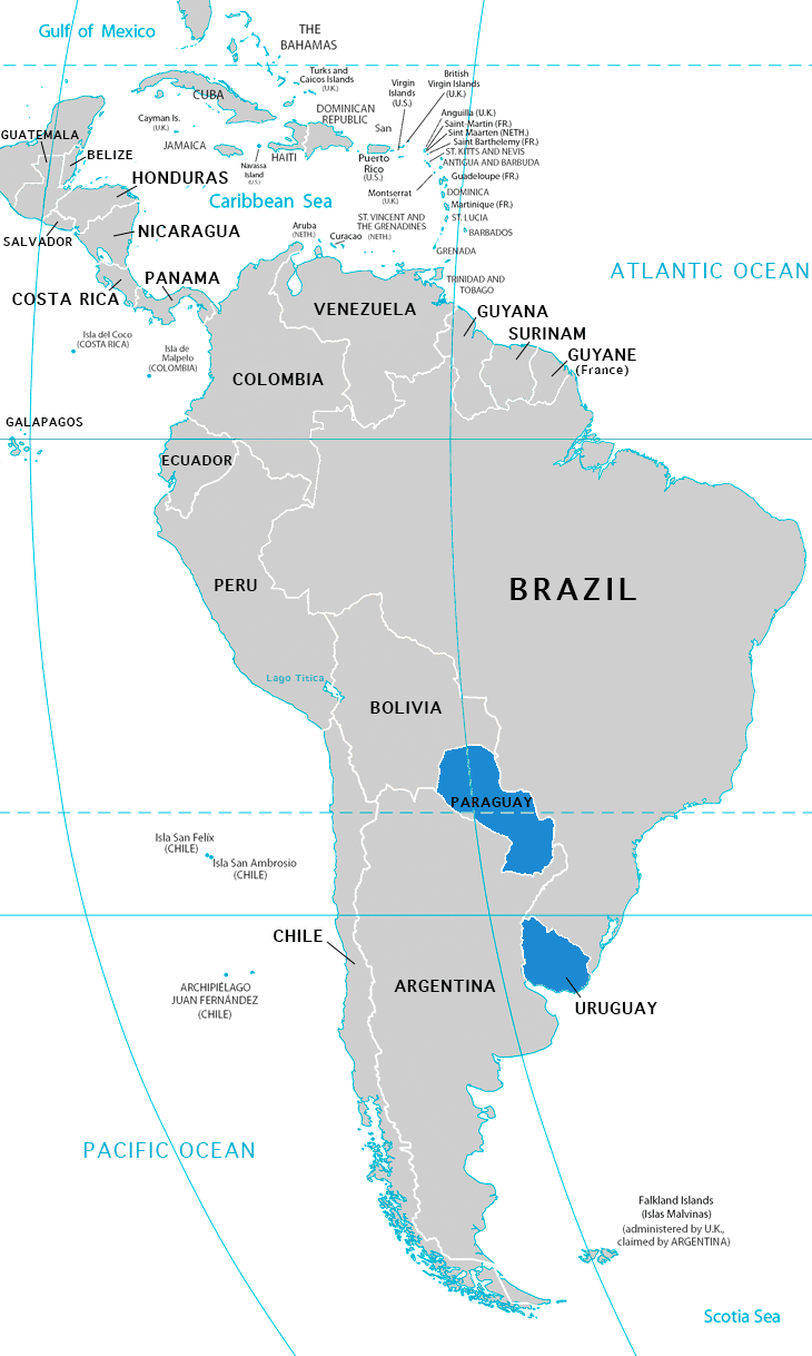 Carte du Paraguay et de l